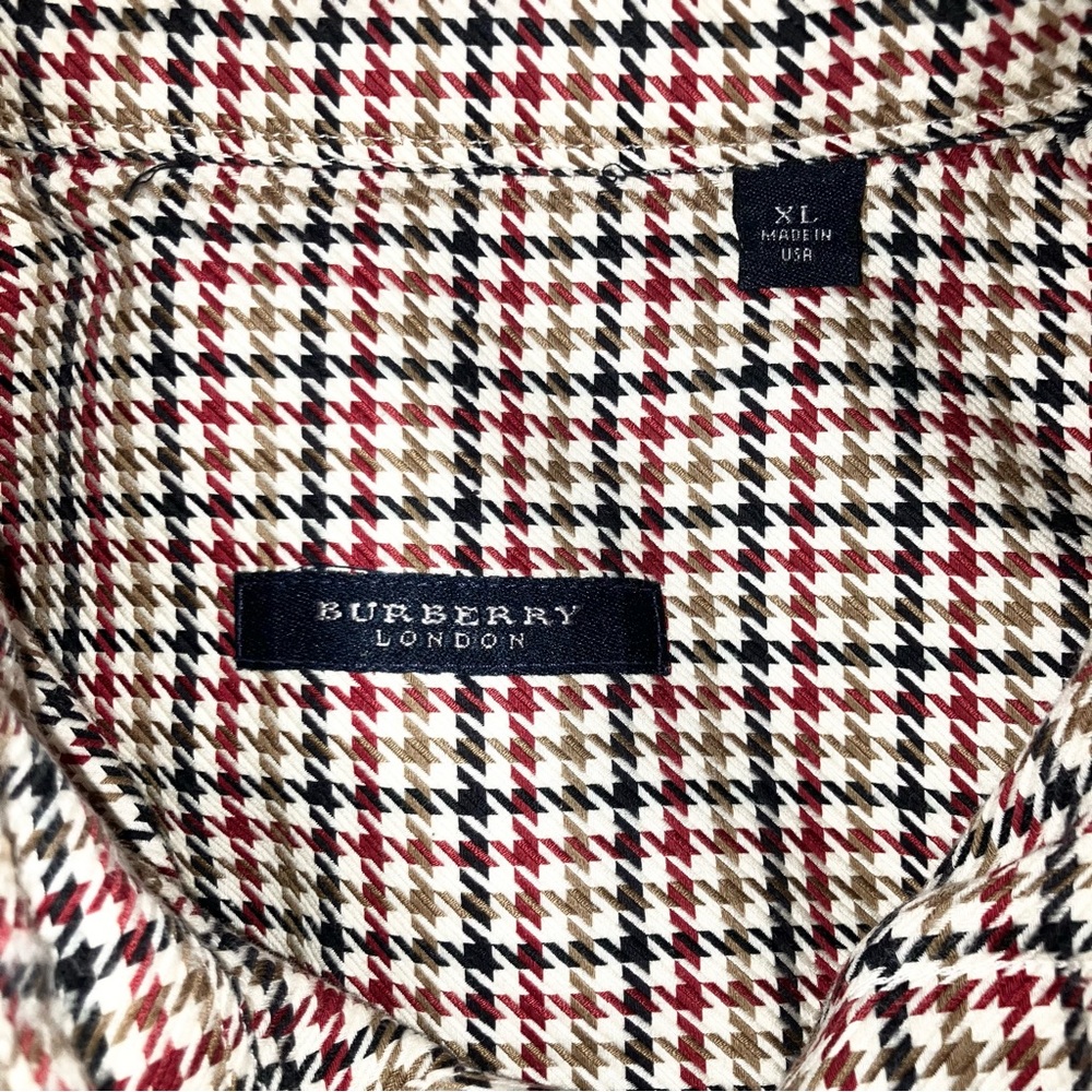 Burberry Mens Cream Red Herringbone Long Sleeve Button Down Shirt Size X-Large - Picture 5 of 6